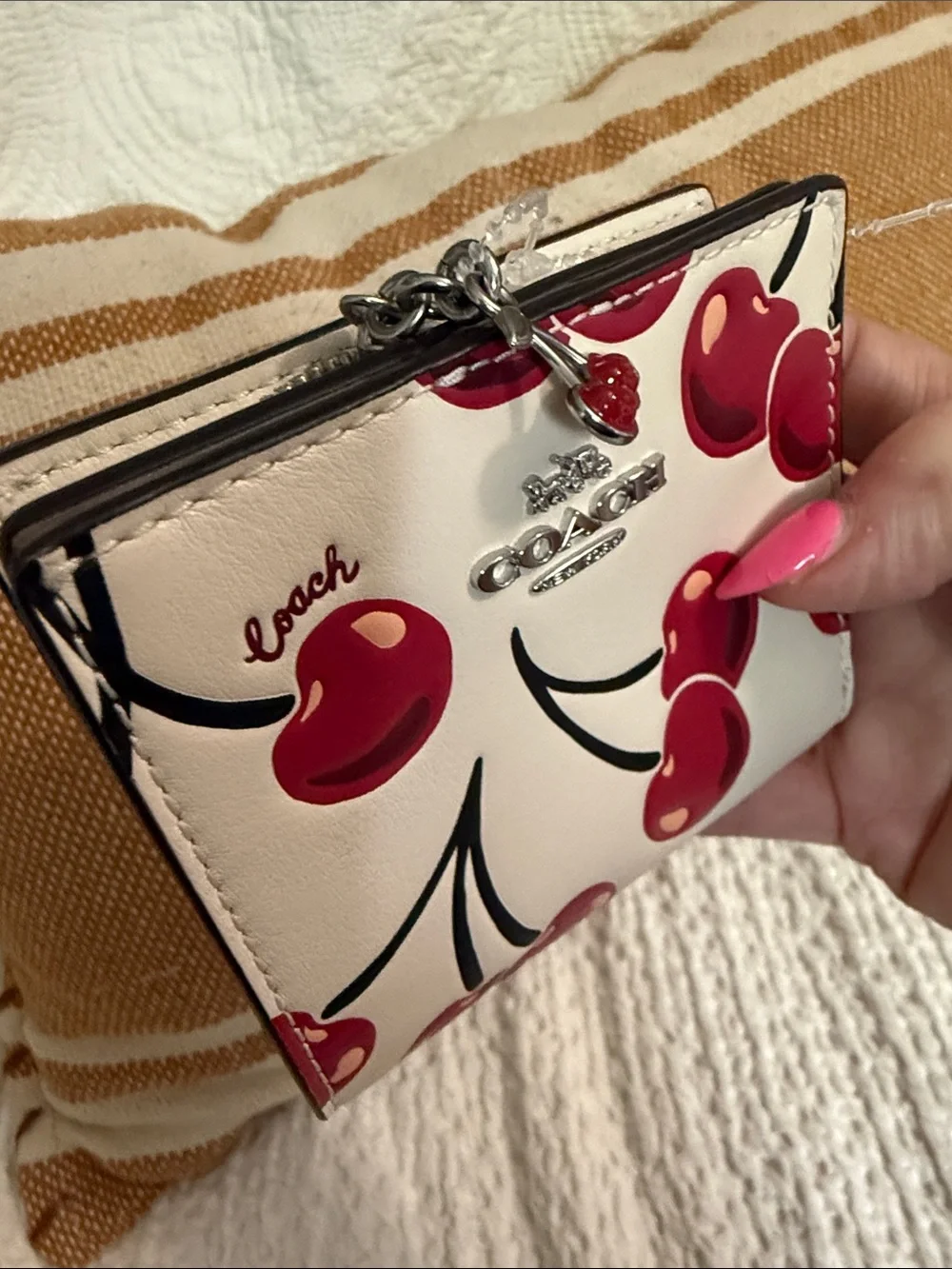 Coach Snap Wallet In Signature Canvas With Cherry Print 🍒 CZ347/CZ618